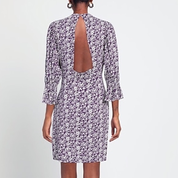 Maje Purple and White Floral Print Bishop Sleeve Sundress - Picture 14 of 14